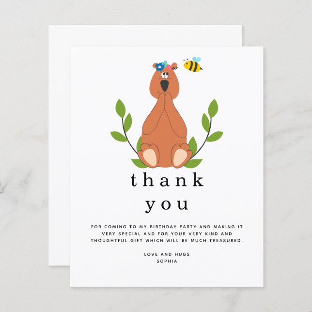 Budget Niedlich Bear Bear Kindergeburtstag Vielen  (Vorne/Hinten)