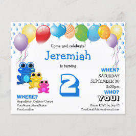 Budget Niedlich Blue Boys 2. Geburtstag Einladung