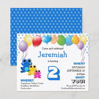 Budget Niedlich Blue Boys 2. Geburtstag Einladung
