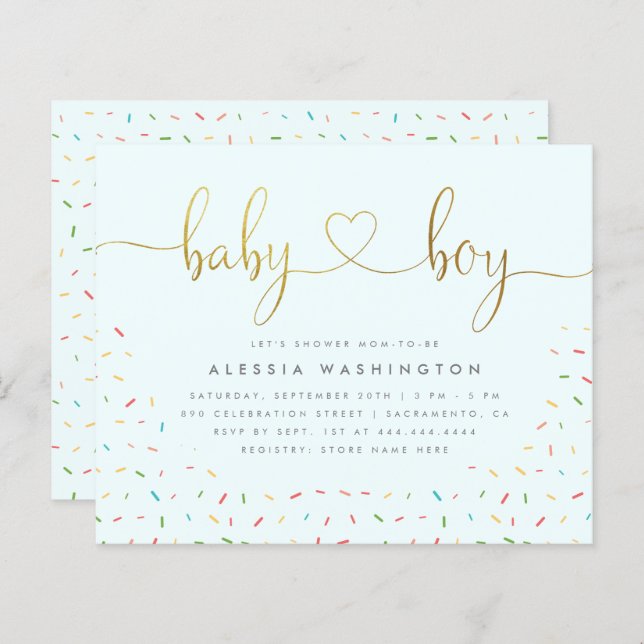 Budget Niedlich Confetti Sprinkle Gold Boy Baby Du (Vorne/Hinten)