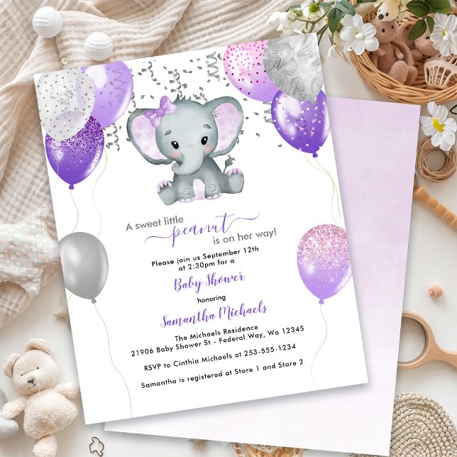 BUDGET Niedlich Elephant Girl Balloons Babydusche (BUDGET Cute Elephant Girl Balloons Baby Shower)