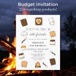 Budget Niedlich Kids S'Mores Bonfire Geburtstagspa<br><div class="desc">Feiern Sie ihren Geburtstag im Freien mit ihren Freunden am Lagerfeuer. Unsere niedliche Geburtstagsfeier ist skurril, wenn sich die s'mores um die Ränder fixieren. Schokoladenbars, Grahams, Marshmallow, Lagerfeuer und s'mores machen dieses kawaii Design zum besten. Geburtstage machen mehr Spaß mit Freunden! Jetzt in einem erschwinglichen kleineren Budget Größe! Mit viel...</div>