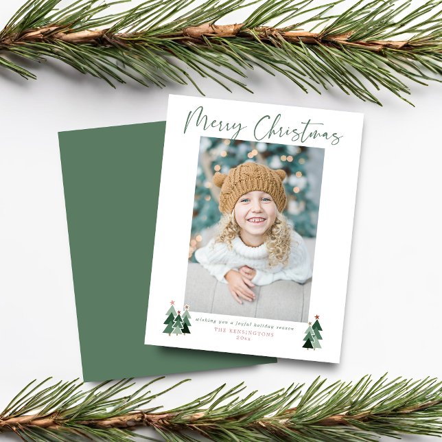 Budget Niedlich Minimalistisch Modernes Foto (Budget Cute Minimalist Modern Christmas Photo Card)