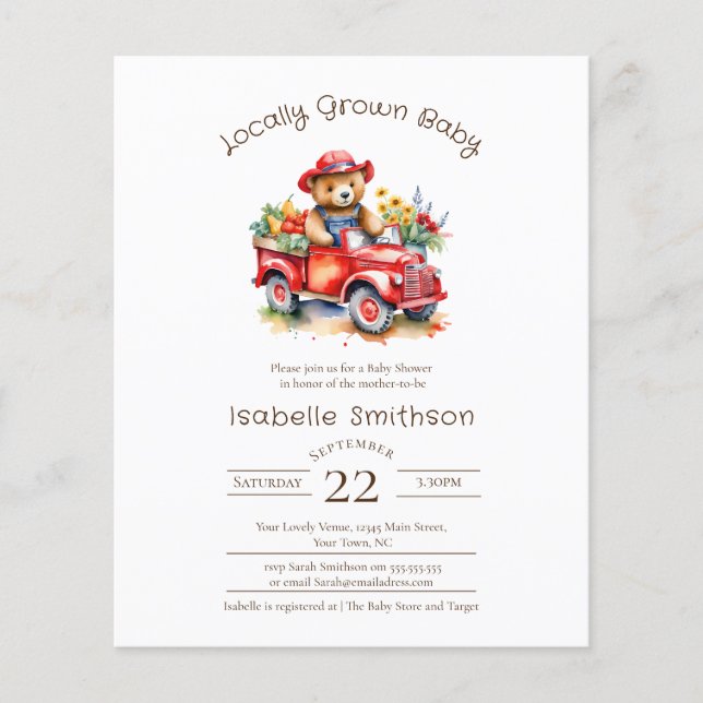 Budget Niedlich Teddy Locally Grown Baby Shower Li (Vorderseite)