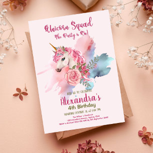 Budget Niedlich Unicorn Rainbow Birthday Party Flyer