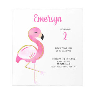 BUDGET Niedlich Watercolor Flamingo Pink Einladung Notizblock