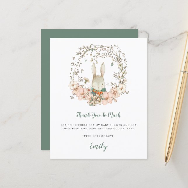 Budget Niedliche Bunny Sage Baby Dusche Danke (Vorderseite/Rückseite Beispiel)