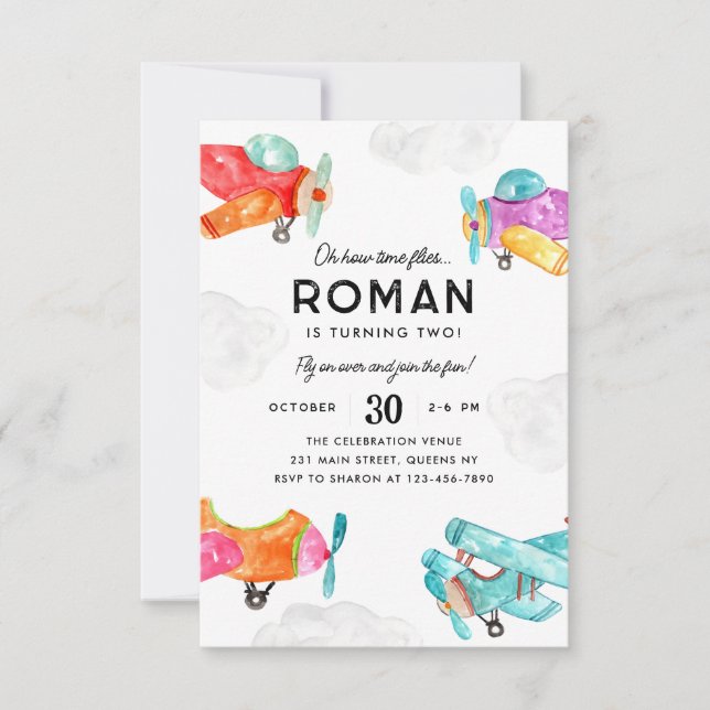 Budget Niedliche Flugzeug Wolken Kid Flugzeug Gebu Mitteilungskarte (Vorderseite)