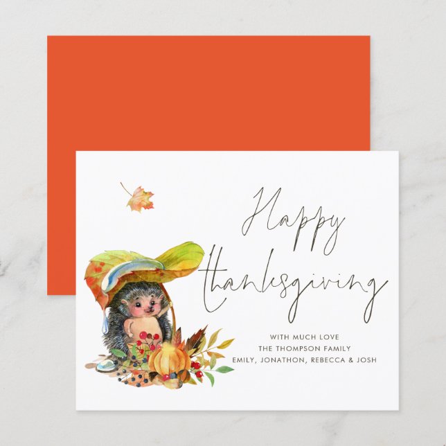Budget Niedlicher Igel Script Happy Thanksgiving (Vorne/Hinten)