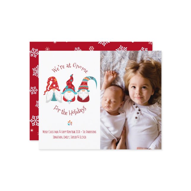 Budget Niedliches Gnome für Urlaub Elf Foto Card S (Vorderseite/Rückseite Beispiel)