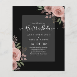 Budget Nuestra BODA Einladungen Burgundy Floral Flyer