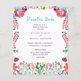 BUDGET Nuestra Boda Folk Blume Hochzeit Einladung