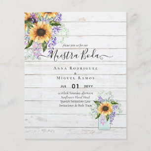 Budget nuestra Boda Sunflowers Purple Flowers Invi Flyer