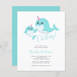 Budget Oh Baby Narwhal Baby Dusche Einladung