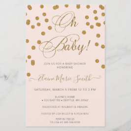 Budget Oh Baby Pink Gold Baby Dusche Einladung
