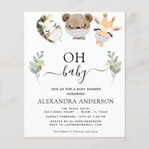 Budget Oh Baby Shower Woodland Eukalyptus Flyer