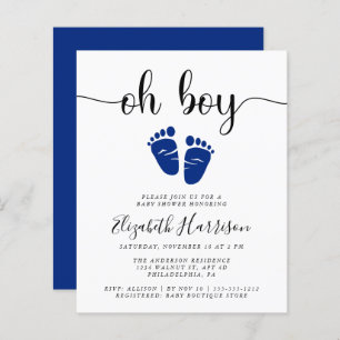 Budget Oh Boy Navy Blue Baby Dusche Einladung