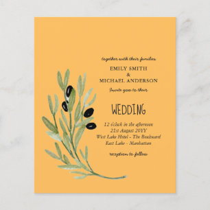 BUDGET OLIVE BLÄTTER Moderne Minimalistische Hochz Flyer