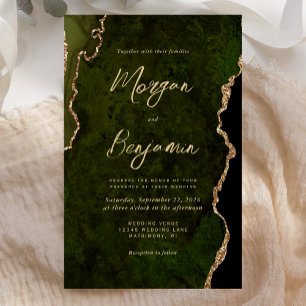 Budget Olive Green Agate Script Einladung