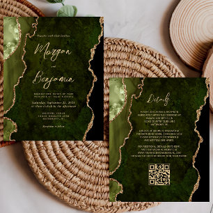 Budget Oliven Grün Achat Schrift QR Code Hochzeit