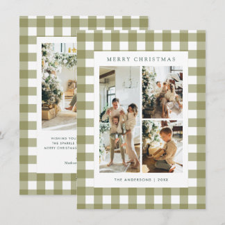 Budget Oliven Grün Gingham Karo 4 Foto Weihnachten