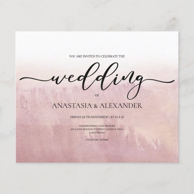 Budget/Ombre/Hochzeitseinladung. Flyer (Vorne)