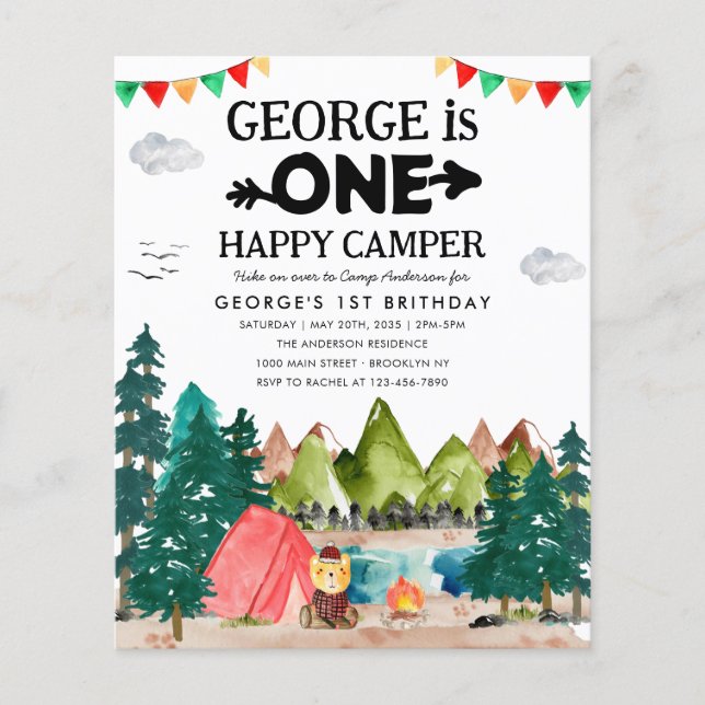 Budget One Happy Camper Woods Camping 1. Geburtsta (Vorderseite)