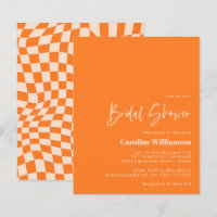 Budget Orange Abstrakt Checkerboard Brautparty