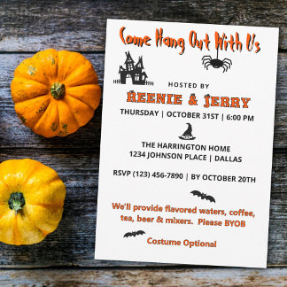 Budget Orange & Black Halloween Party Invitation Mitteilungskarte