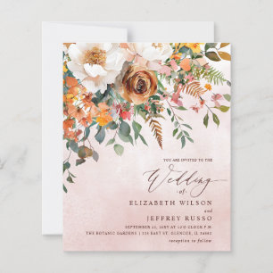 Budget Orange Florales Herbst-Hochzeits-Einladung