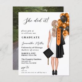 Budget Orange Foto Sie tat es Abschluss