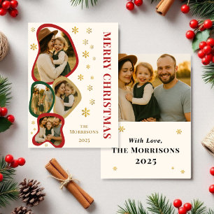 Budget Organic Frame Frohe Weihnachten Fotokarte Einladung