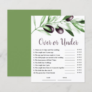 Budget Over oder Under Olive Brautparty Game