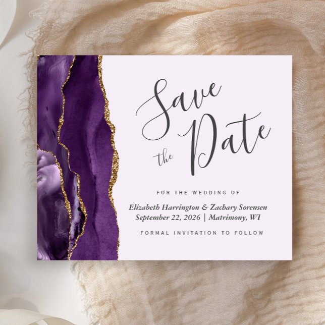 Budget Pale Lila Agate Wedding Save the Date (Von Creator hochgeladen)