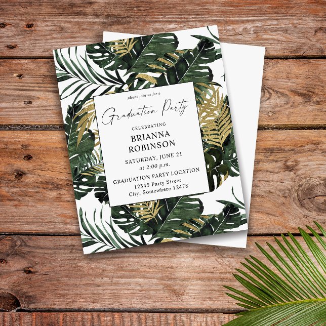 Budget Palm Leaf & Gold Greenery 1Graduation Party (Von Creator hochgeladen)