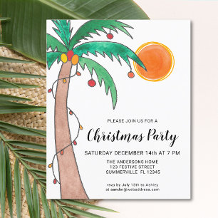 Budget Palm Tree Sun Weihnachten Party Einladung
