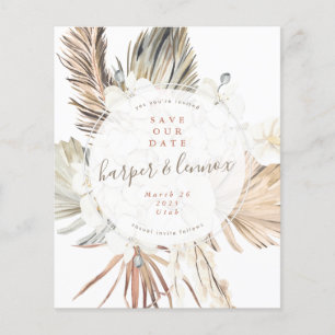 Budget Pampas Boho Beach Runde rettete unser Datum Flyer