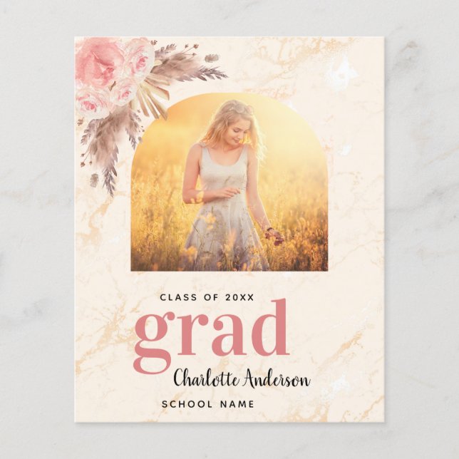 Budget Pampas Gras Blush Abschluss danke (Vorderseite)