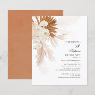 Budget Pampas Grass 60. Geburtstagsparty Einladung