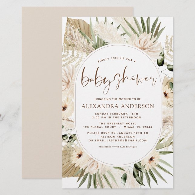 Budget Pampas Grass Baby Shower Boho Eucalyptus (Vorne/Hinten)