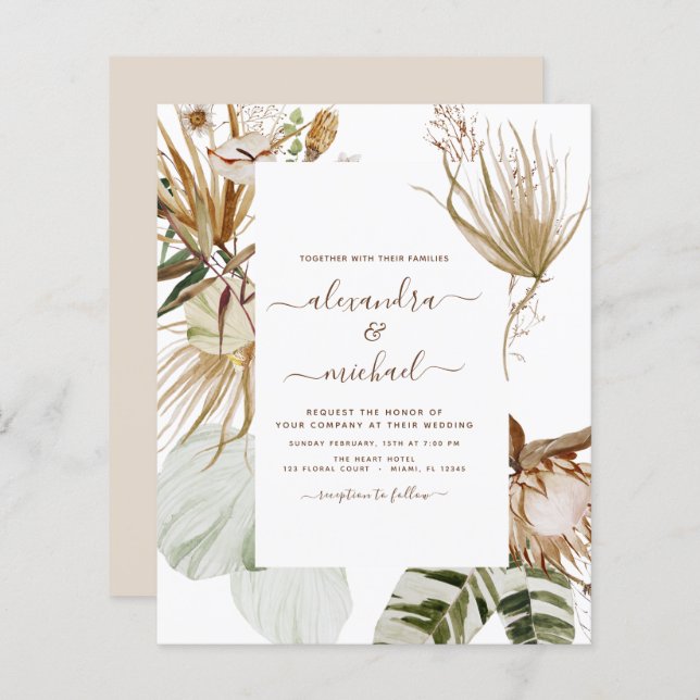 Budget Pampas Grass Bohemisch Boho Tropical Weddin (Vorne/Hinten)