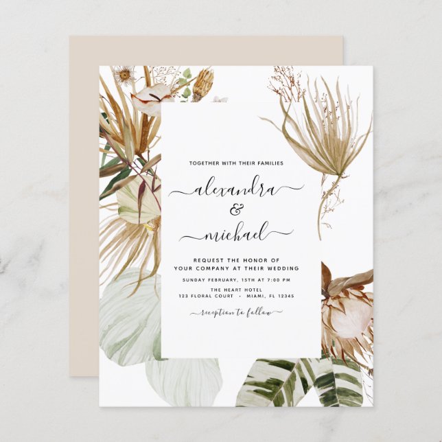 Budget Pampas Grass Bohemisch Boho Tropical Weddin (Vorne/Hinten)