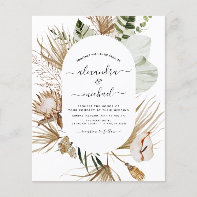 Budget Pampas Grass Bohemisch Eukalyptus Wedding F Flyer (Vorne)
