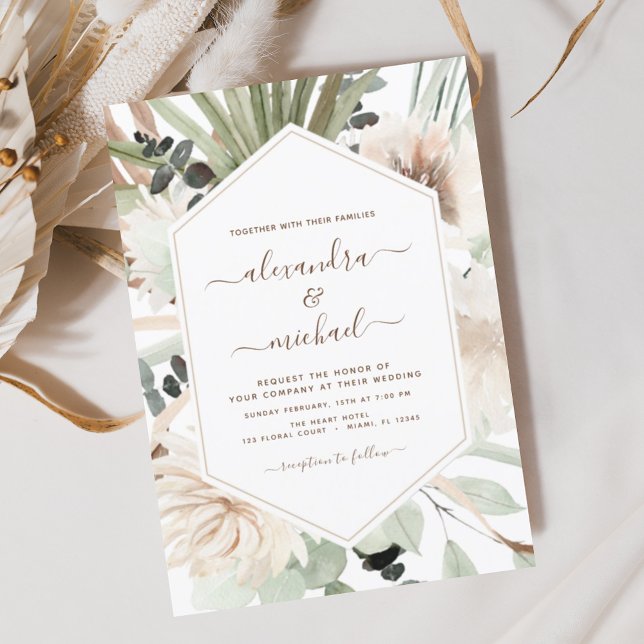 Budget Pampas Grass Boho Eucalyptus Wedding Flyer (Von Creator hochgeladen)
