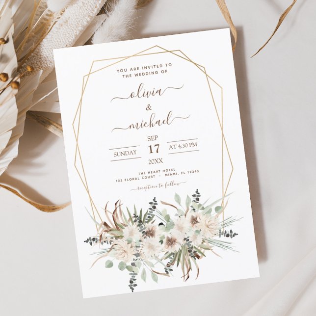 Budget Pampas Grass Boho Eucalyptus Wedding Flyer (Von Creator hochgeladen)