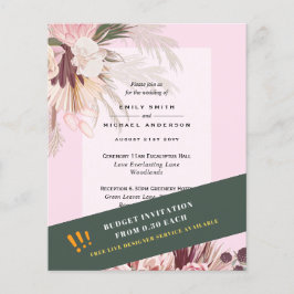 BUDGET Pampas Grass Burgundy Pink Wedding Einladun Flyer