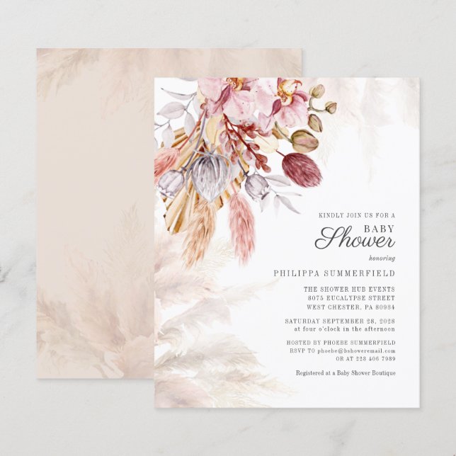 Budget Pampas Grass Getrocknete Blume Kinderdusche (Vorne/Hinten)