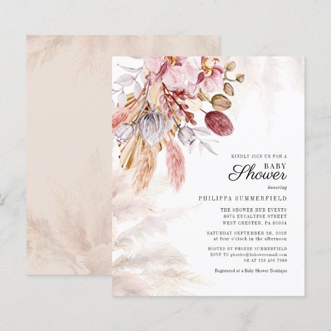 Budget Pampas Grass getrocknete Foliage Girl Babyd (Vorne/Hinten)