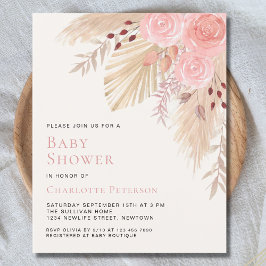 Budget Pampas Grass Girl's Baby Shower Einladung