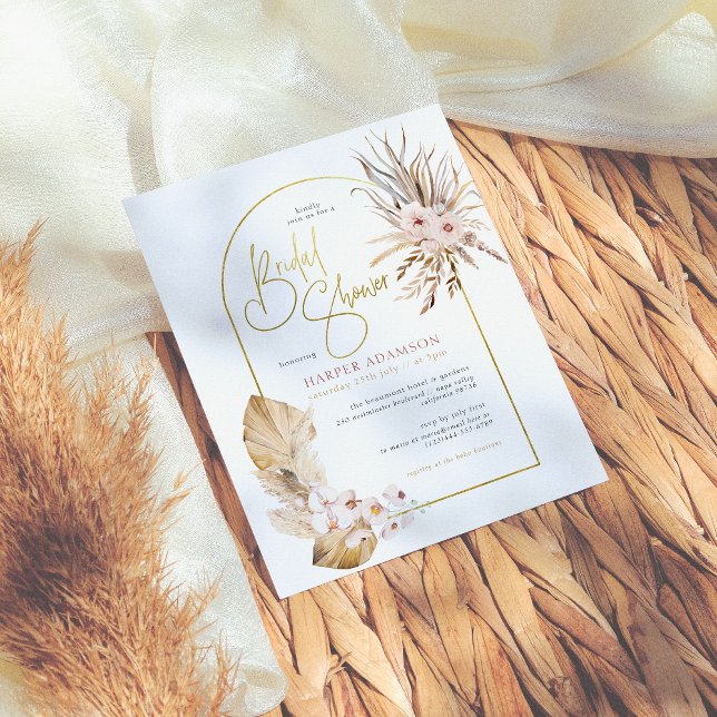 Budget Pampas Grass & Gold Arch Boho Brautparty (Von Creator hochgeladen)